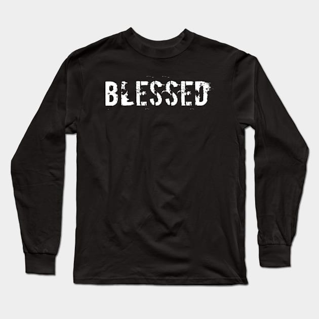 Vintage Distressed Glitch Blessed Long Sleeve T-Shirt by Inspire Enclave